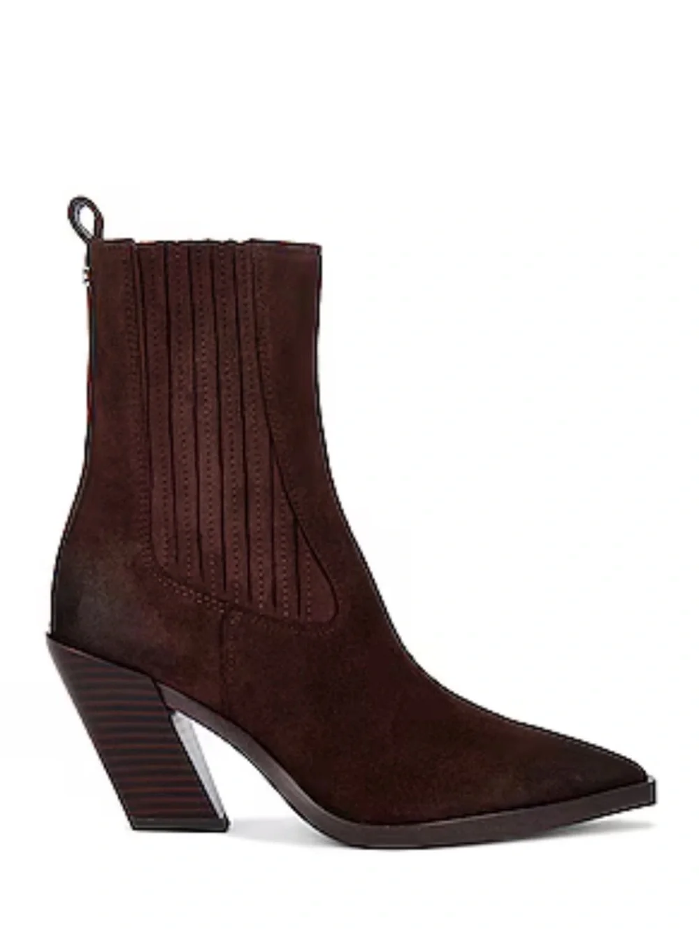 Sam Edelman Mandey Western Chocolate Brown Suede Ankle Booties, Size 7, NEW $200